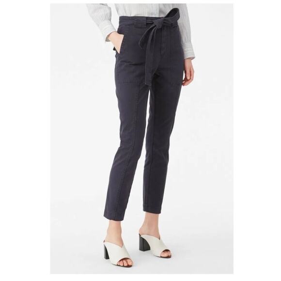 Rebecca Taylor La Vie Patrice Twill Belted Pants Navy Blue 26 Casual Career Fall - Picture 1 of 5